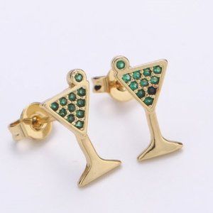 Green Martini Stud Earrings